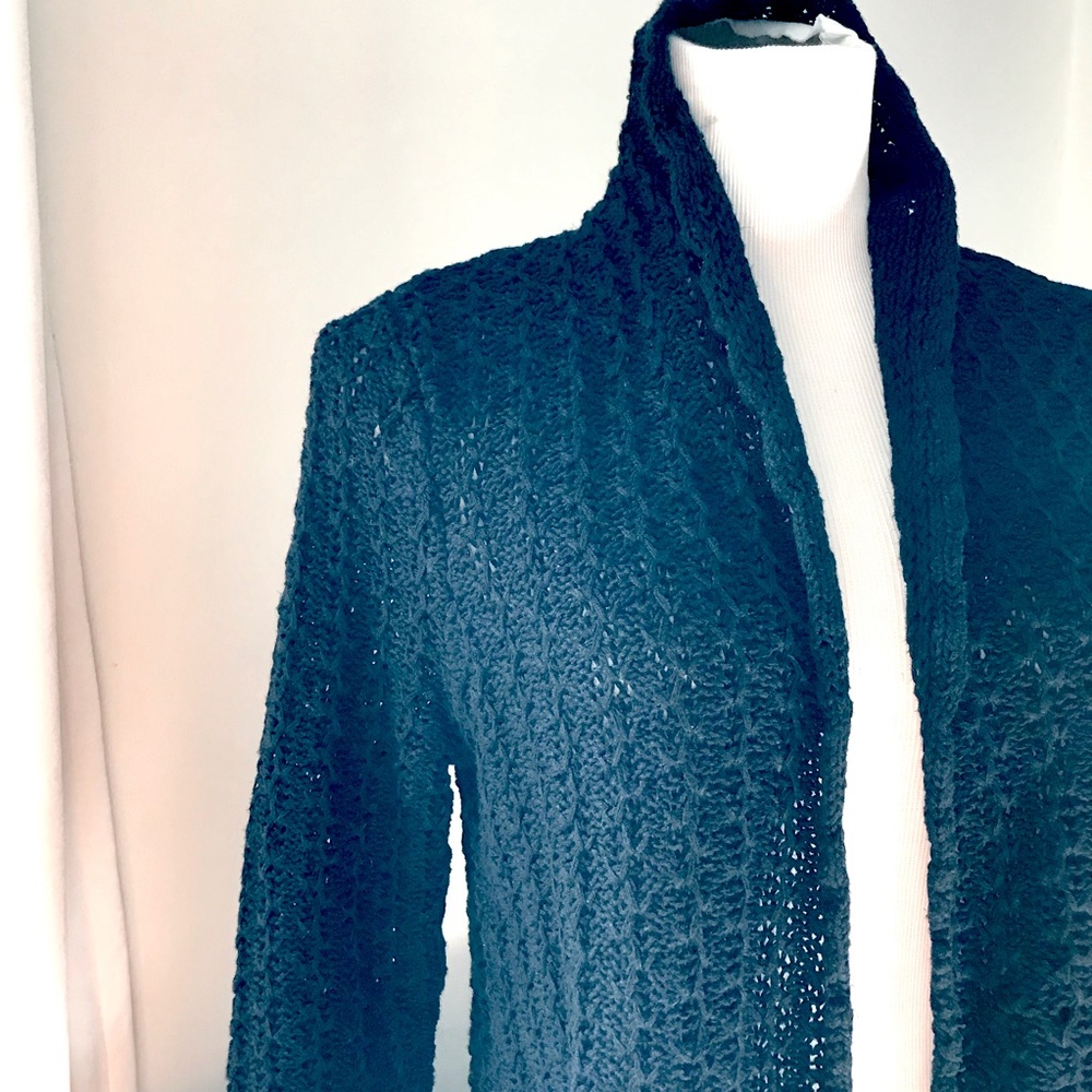 Lane Bryant Black Linen Cable Knit Cardigan L